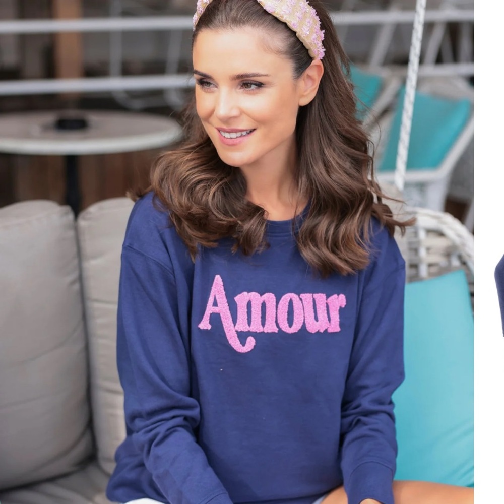 Shiraleah "Amour" Sweatshirt, Navy Blue Size Small - Picture 1 of 5
